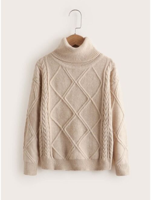 SHEIN Boys Argyle Pattern High Neck Sweater