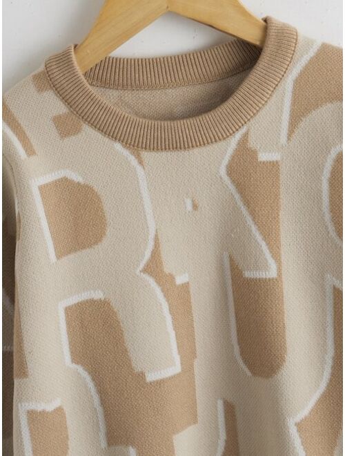 SHEIN Boys Letter Pattern Sweater