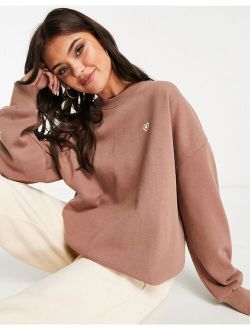 oversized sweat with heart embroidery in brown