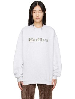 BUTTER GOODS Gray Plaid Applique Sweatshirt