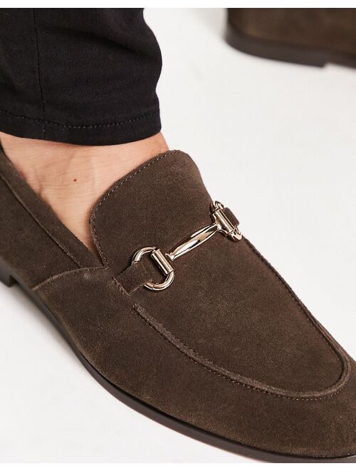 Office lemming bar loafers in brown suede