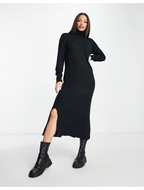 Vero Moda Tall turtleneck knit maxi dress in black