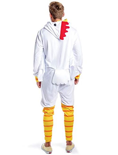Tipsy Elves' Men's Chicken Costume - White Poultry Halloween Jumpsuit