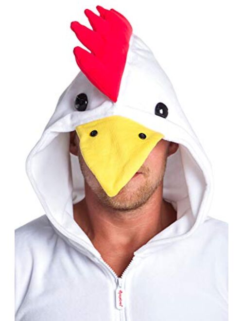 Tipsy Elves' Men's Chicken Costume - White Poultry Halloween Jumpsuit