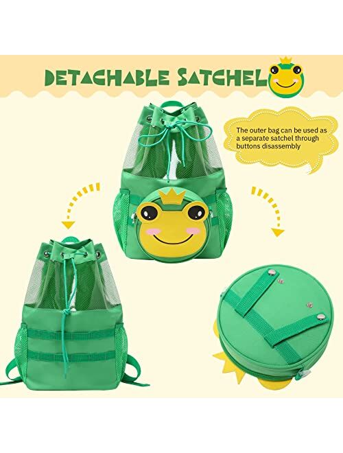 Mygreen Kids Toddler Gym Drawstring Bag Cute Cartoon Zoo Animals Swim Bag Sports Backpack