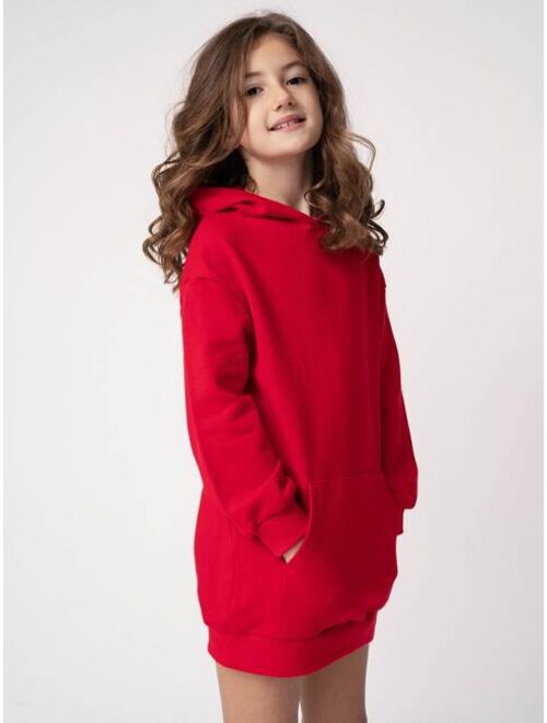 SHEIN BASICS Girls Pouch Pocket Hooded Dress
