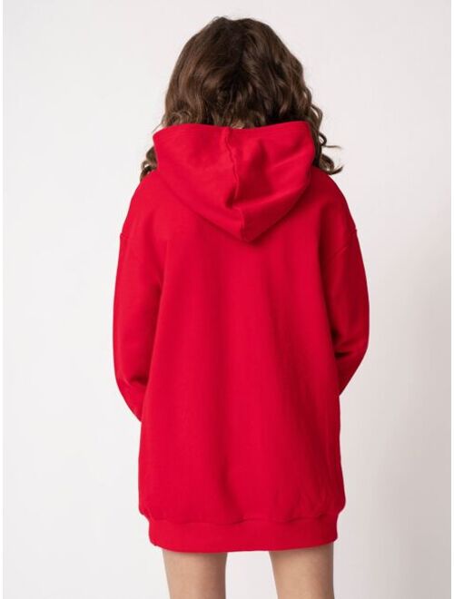 SHEIN BASICS Girls Pouch Pocket Hooded Dress