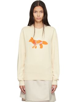 MAISON KITSUNE Beige Fox Cafe Kitsune Classic Sweatshirt