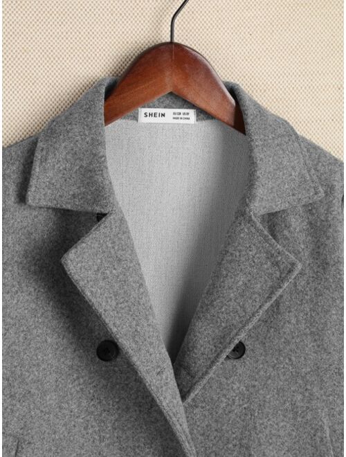 Shein Boys Double Breasted Slant Pocket Overcoat