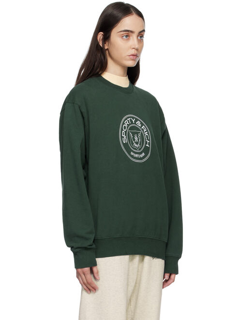 SPORTY & RICH Green Printed Sweatshirt