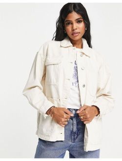 cotton oversized jacket in ecru