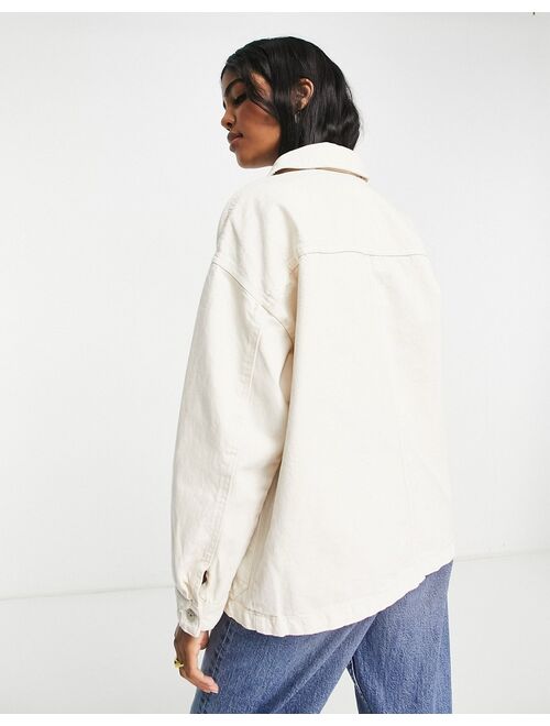 Pull&Bear cotton oversized jacket in ecru