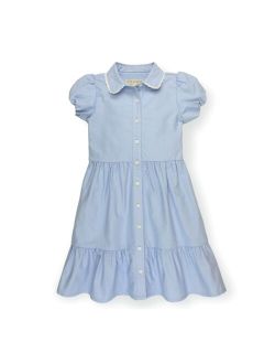 Girls' Short Sleeve Tiered Oxford Dress, Toddler