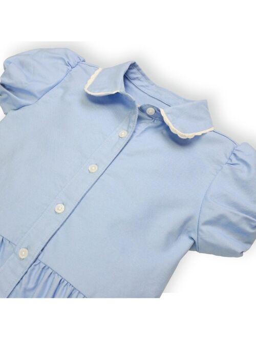 HOPE & HENRY Girls' Short Sleeve Tiered Oxford Dress, Toddler