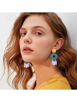 Famarine Statement Acrylic Earrings for Women, Cute Geometric Drop Earrings Lightweight
