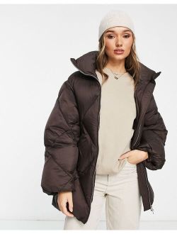 & Other Stories padded down jacket with hood in brown