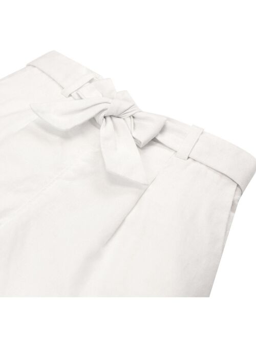 HOPE & HENRY Girls' Linen Pull-On Paperbag Shorts, Toddler