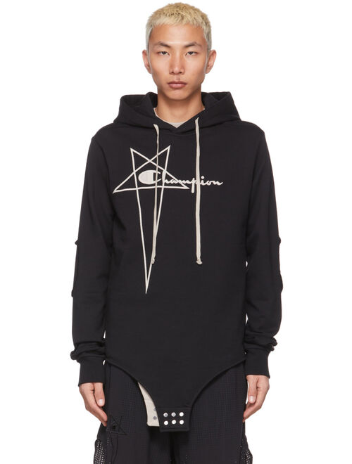 RICK OWENS Black Champion Edition French Terry Hoodie