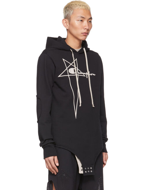 RICK OWENS Black Champion Edition French Terry Hoodie