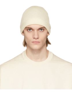 Off-White Wool Ribbed Beanie