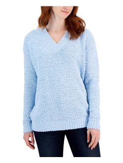 STYLE & CO Women's Teddy Boucle V-Neck Sweater, Created for Macy's