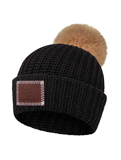Love Your Melon Beanie for Men & Women, Pom Beanie, Winter Hats, Cool Beanies, 100% Cotton Made Knit Warm Thick Skully