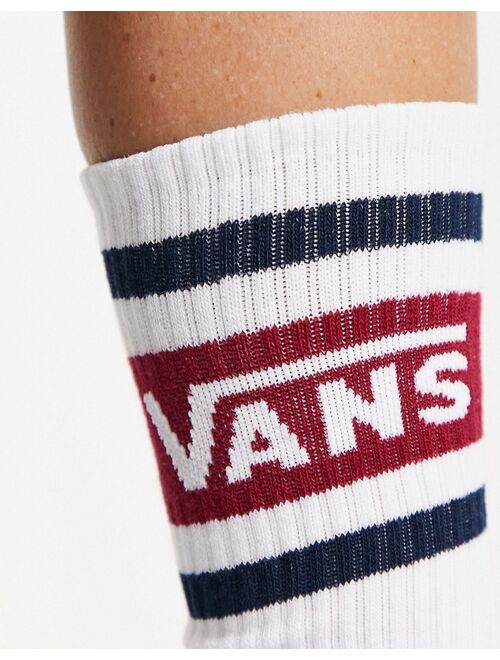 Vans Drop V crew socks in red and white