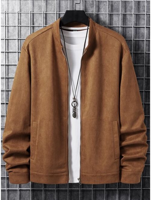 Shein Men Zip Up Suedette Jacket