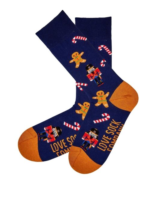 LOVE SOCK COMPANY Men's Gingerbread Cookie, Candy Cane Christmas Novelty Crew Socks