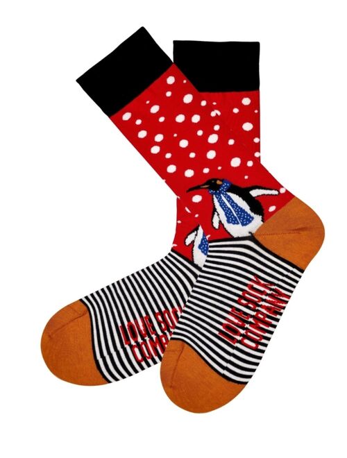 LOVE SOCK COMPANY Men's Penguin Fun Christmas Novelty Crew Socks