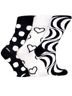 Women's Denver Gift Box of Cotton Seamless Toe Premium Colorful Fun Patterned Crew Socks, Pack of 3