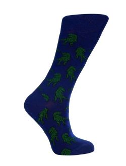 Women's T-Rex W-Cotton Novelty Crew Socks with Seamless Toe Design, Pack of 1