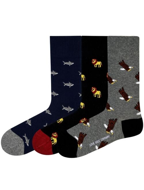 LOVE SOCK COMPANY Women's Animal Kingdom Bundle W-Cotton Novelty Crew Socks with Seamless Toe Design, Pack of 3