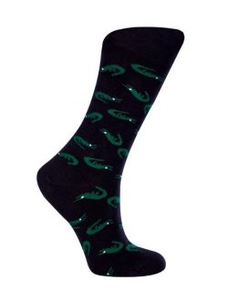Women's Alligator W-Cotton Novelty Crew Socks with Seamless Toe Design, Pack of 1