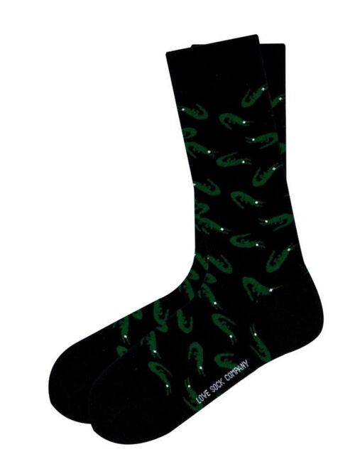 LOVE SOCK COMPANY Women's Alligator W-Cotton Novelty Crew Socks with Seamless Toe Design, Pack of 1