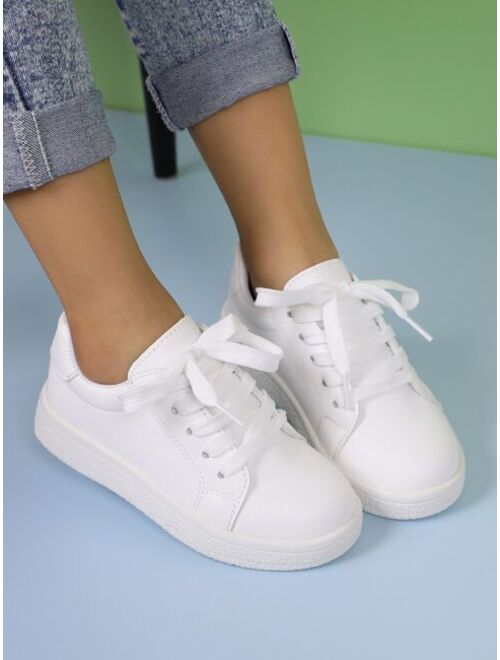 Shein Girls Stitch Detail Lace-up Front Skate Shoes