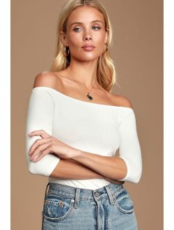Basics Elevated Essence White Off-the-Shoulder Top