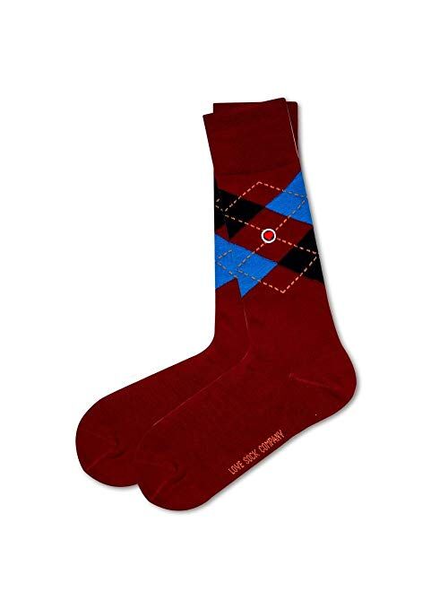 3 Pack Men's Burgundy Dress Socks Bundle - Solid, Argyle - Organic Cotton - Made in Europe - Love Sock Company