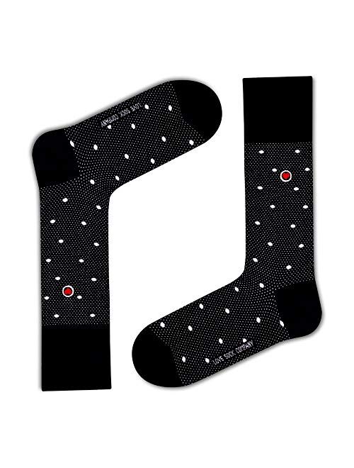 Love Sock Company fun colorful funky polka dots patterned organic cotton men's dress socks black red navy night
