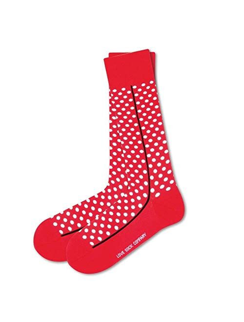 Love Sock Company Red Line Red Men's Dress Socks with Polka Dots - Organic Cotton - Premium Quality - Made in Europe