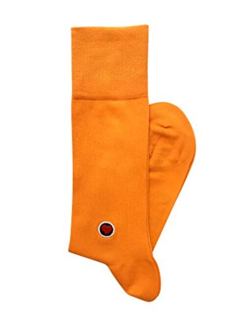 Love Sock Company Men's Solid Bright Orange Dress Socks