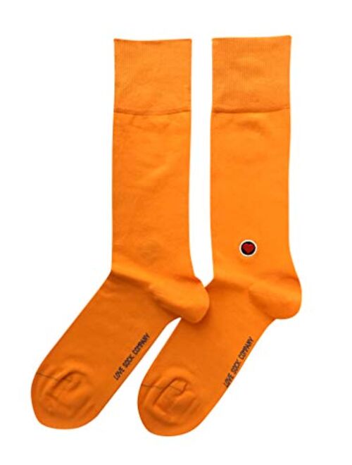 Love Sock Company Men's Solid Bright Orange Dress Socks