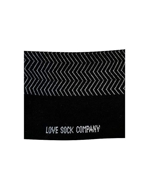 Chevron - Men's over the calf organic cotton striped black tall dress socks. Love Sock Company