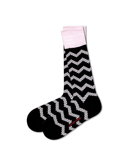 Love Sock Company Zig Zag Striped Groomsmen Socks For Weddings - Individually Gift Box - Organic Cotton - Christmas gifts