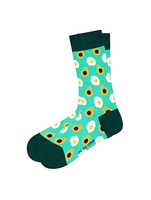 Love Sock Company organic cotton colorful fun novelty crew socks (Avocado, 6-9, Green)