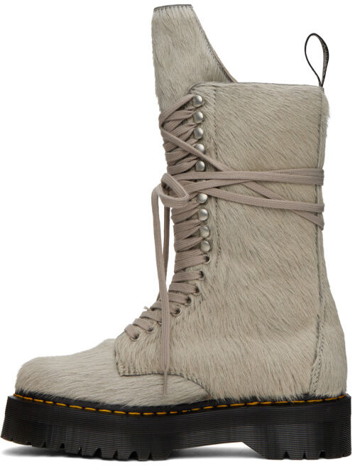 RICK OWENS Off-White Dr. Martens Edition Pony Hair Boots