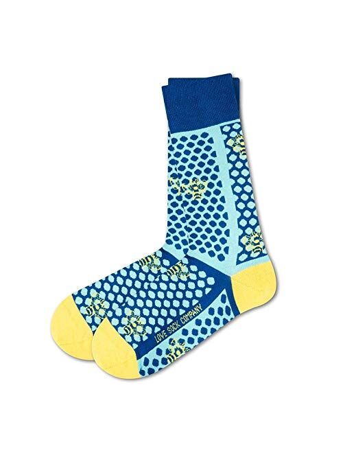 Love Sock Company Colorful Fun Patterned Funky Bee Socks for Men - Bee Dots Light Blue