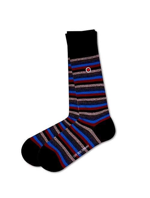 Love Sock Company fun colorful funky multi color stripes patterned organic cotton men's dress socks (love stripes)