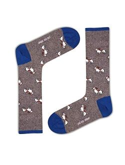 fun cool funky men's dog patterned gray dress socks - Beagle Socks