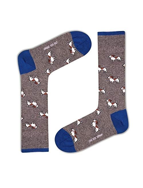 Love sock Company fun cool funky men's dog patterned gray dress socks - Beagle Socks